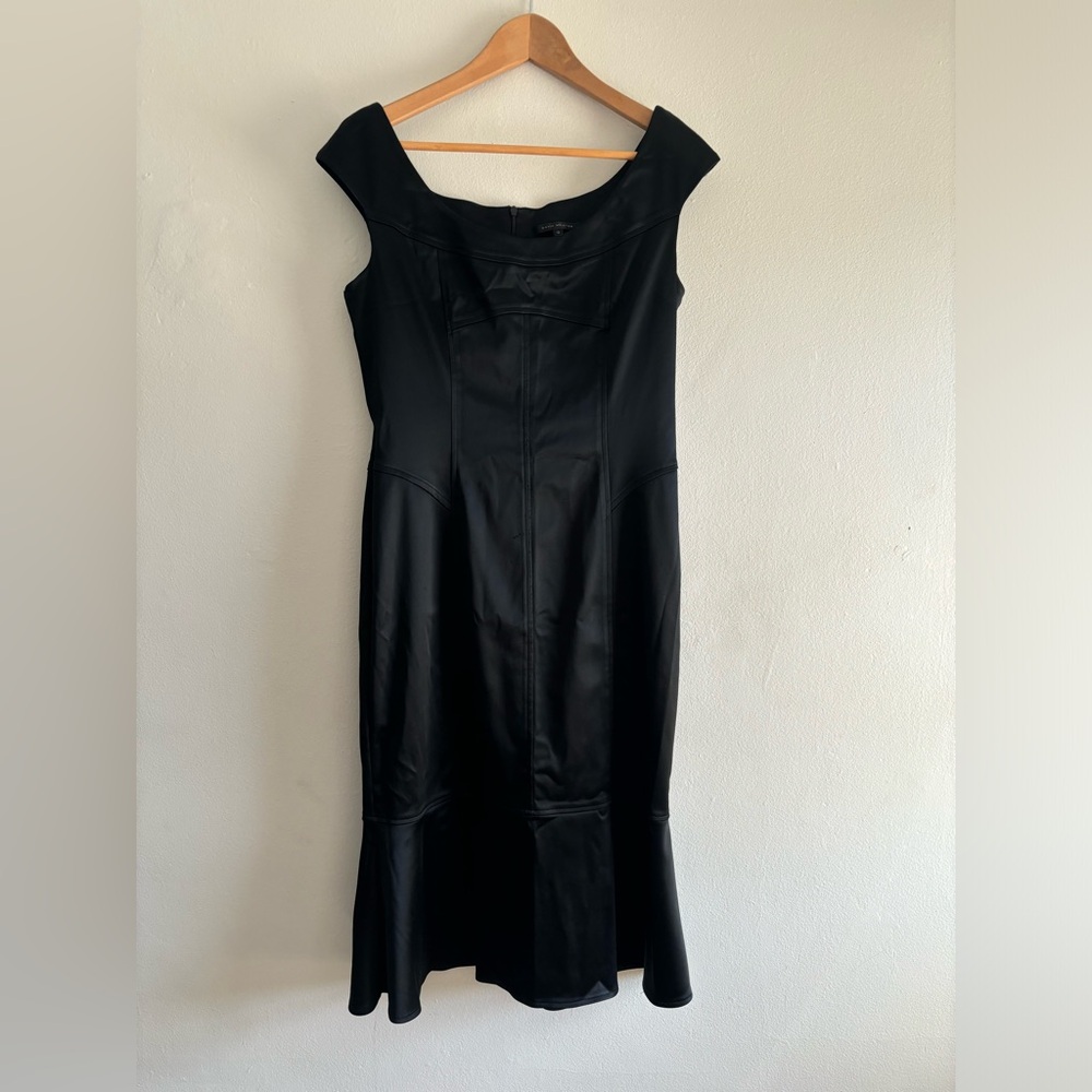 David Meister Leather Women’s Dress Black Sleeveless Size 12